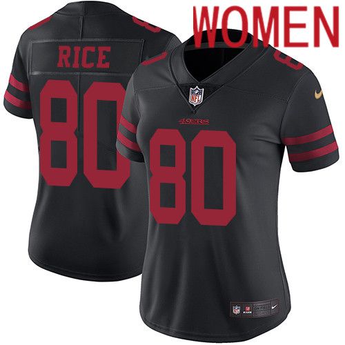 Cheap Women San Francisco 49ers 80 Jerry Rice Nike Black Vapor Limited NFL Jersey